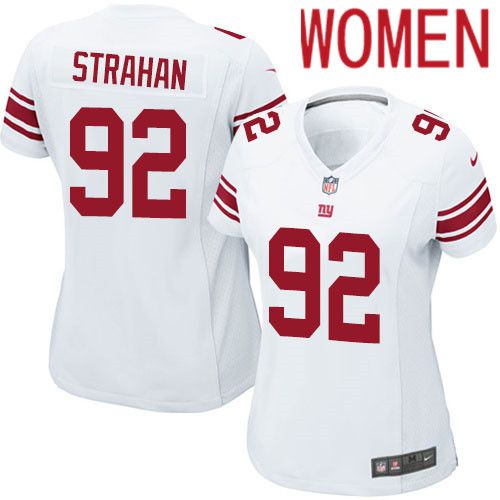 Women New York Giants #92 Michael Strahan Nike White Game NFL Jersey->women nfl jersey->Women Jersey